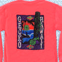 Gecko Tiki Time - 1980s Neon Coral Long Sleeve Tee