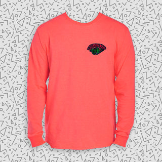 Gecko Tiki Time - 1980s Neon Coral Long Sleeve Tee