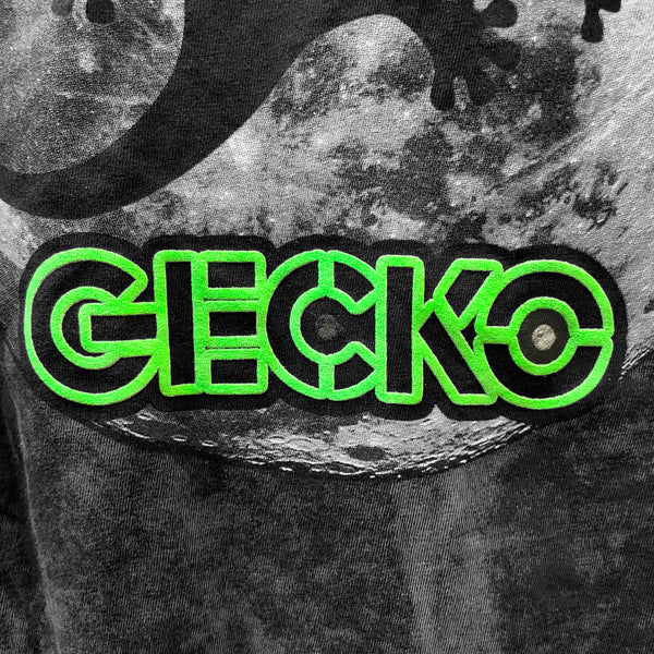 Gecko Super Moon Black Acid Wash Tee - Glow In The Dark