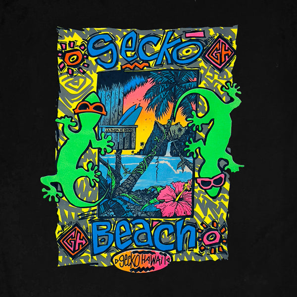 1989 Iconic Surf Tee - Gecko Beach Re-Issue Black V2
