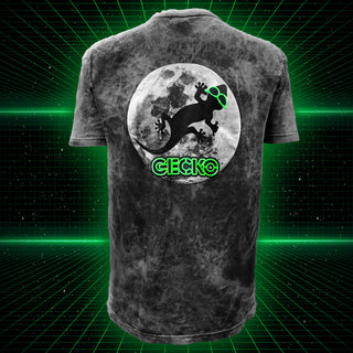 Gecko Super Moon Black Acid Wash Tee - Glow In The Dark