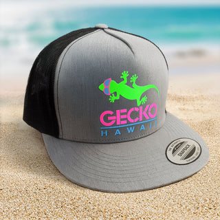 Gecko Flexfit Snapback Trucker Hat - Heather Grey/Black