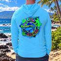 Adventure Gecko HoodTEE - Neon Blue Frost