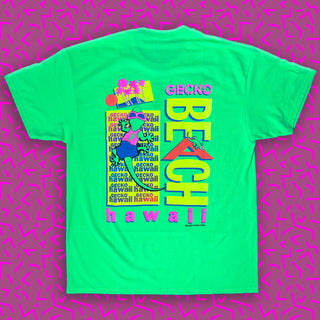 Bootleg Beach Postcard '89 - 1980's Neon Green