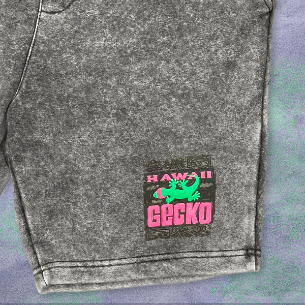Gecko Bootleg Stone Acid Wash Fleece Shorts