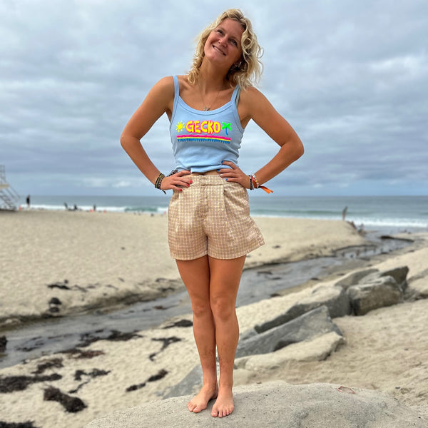 The Bryce - 1980's Baby Blue Cropped Tank Top
