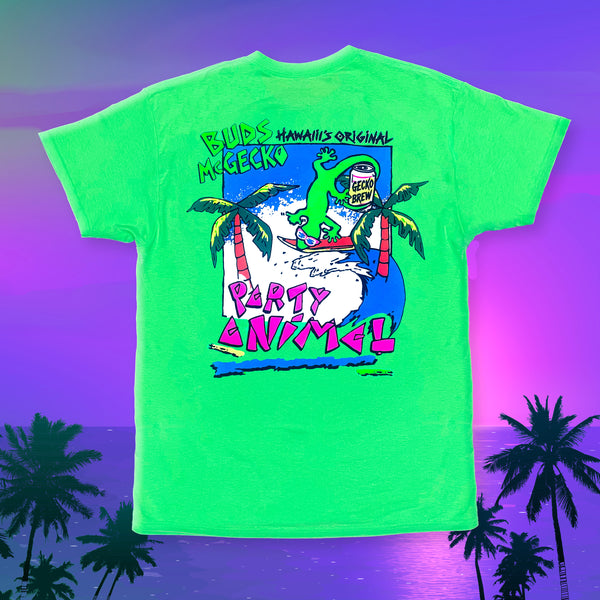 Buds McGecko - 1980's Neon Green Tee