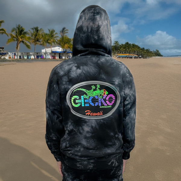 1988 Gecko Racing Surfboards - Black Tie Dye Hoodie