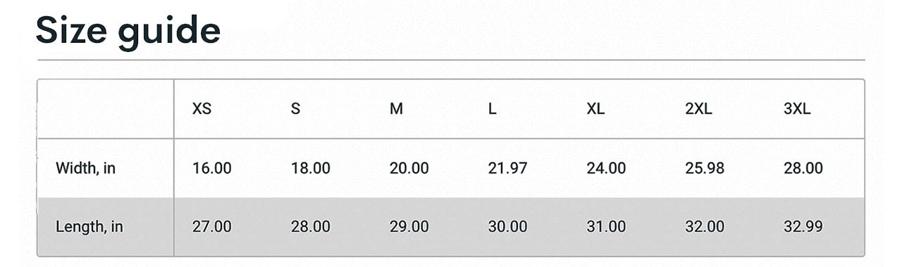 Size Chart | Gecko Hawaii