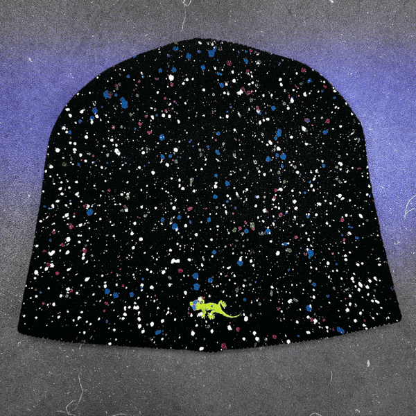 Gecko Hawaii Black Splattered Beanies