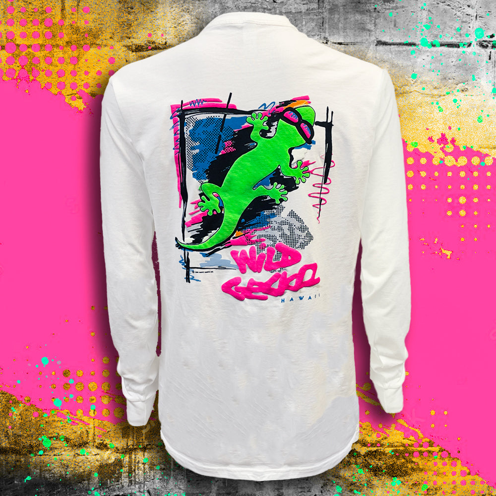 1989 Gecko Graffiti White LS Tee | Gecko Hawaii