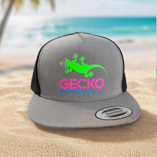 Gecko Flexfit Snapback Trucker Hat - Heather Grey/Black