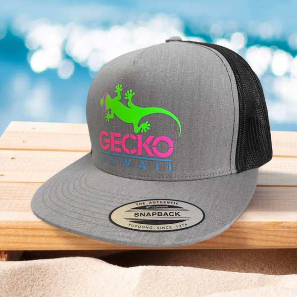 Gecko Flexfit Snapback Trucker Hat - Heather Grey/Black