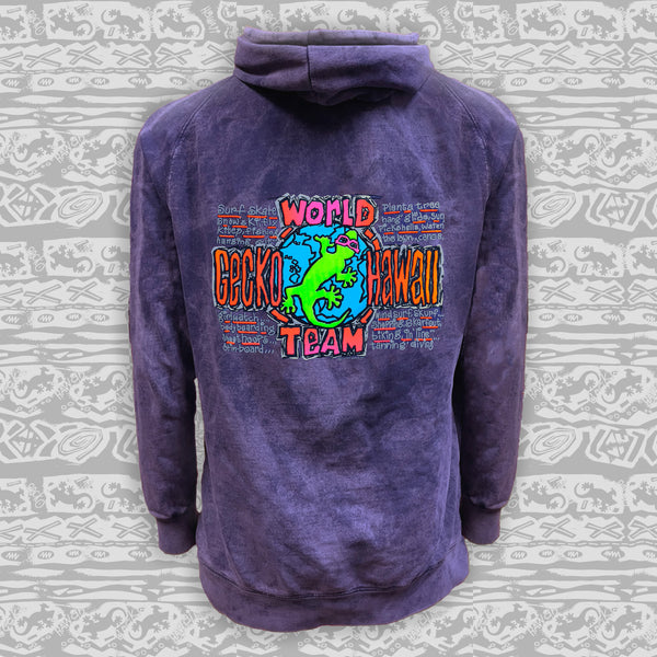 1989 Purple Acid Wash Gecko World Hoodie