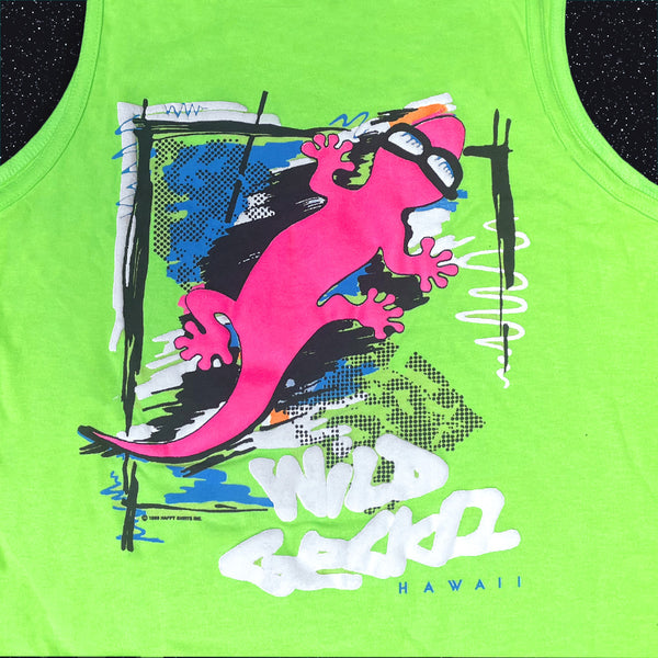 Secret 1989 Gecko Graffiti - 1980's Neon Green Tank