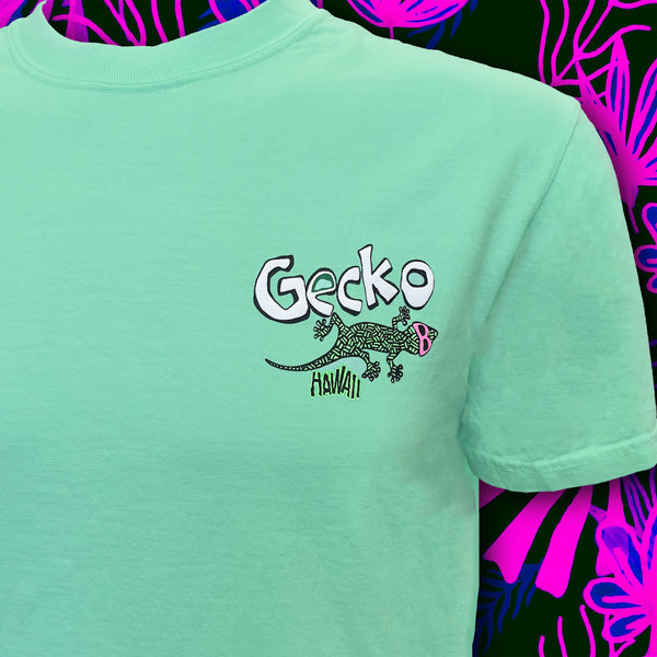 Gecko Hawaiian Islands - 1980's Mint Pigment Dyed Tee