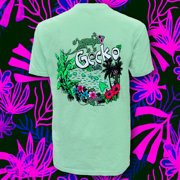 Gecko Hawaiian Islands - 1980's Mint Pigment Dyed Tee