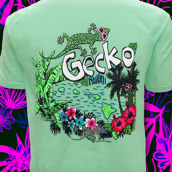 Gecko Hawaiian Islands - 1980's Mint Pigment Dyed Tee