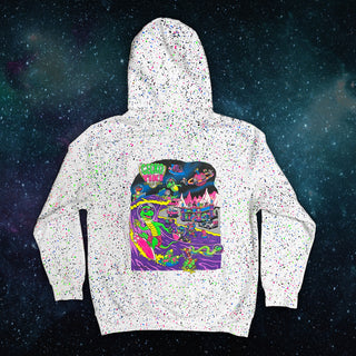 Gecko Tiki Space Bar | Gecko X Nazar  | Glow In The Dark White Splatter Hoodie