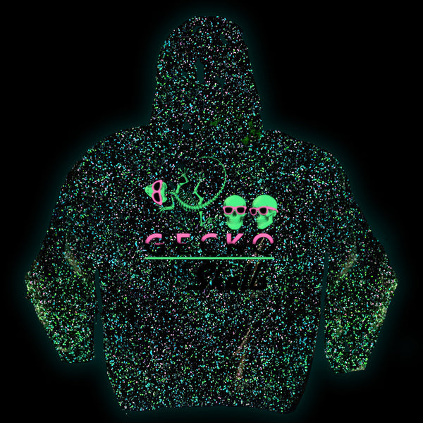 Limited Edition Gecko & Skulls Glow In The Dark Splatter Hoodie
