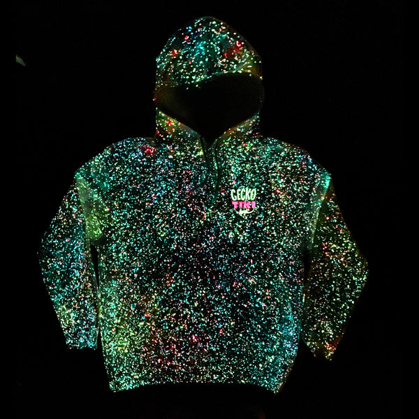 Gecko Tiki Space Bar | Gecko X Nazar  | Glow In The Dark Black Splatter Hoodie