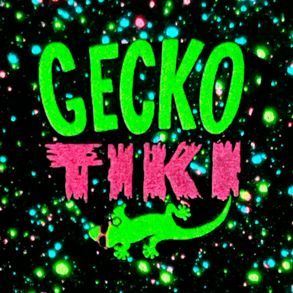 Gecko Tiki Space Bar | Gecko X Nazar  | Glow In The Dark Black Splatter Hoodie