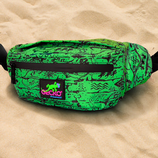 1980s Neon Green Gecko Wall Retro Fanny Pack