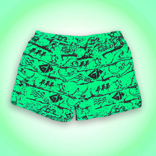 Iconic Gecko Wall Neon Green Volley Shorts
