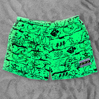 Iconic Gecko Wall Neon Green Volley Shorts