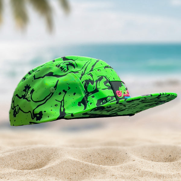 Gecko 1980's Neon Green 5 Panel Throwback Hat