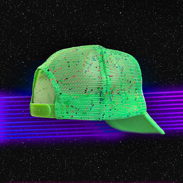 Glow-In-The-Dark Splatter Neon Green Trucker Hat (LIMITED)