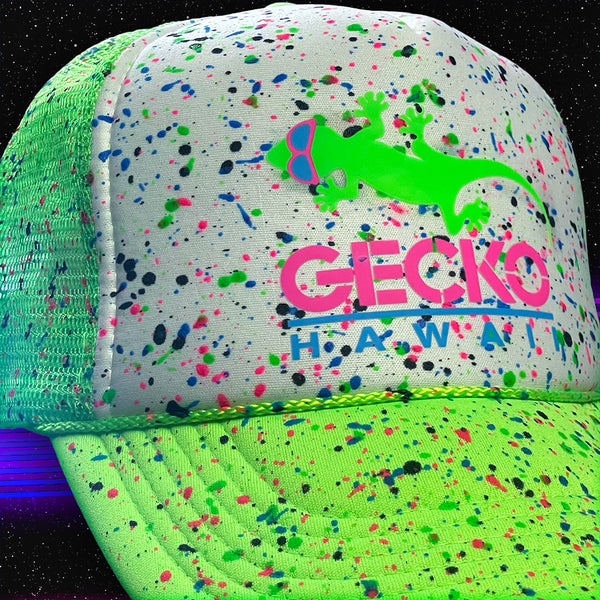 Glow-In-The-Dark Splatter Neon Green Trucker Hat (LIMITED)