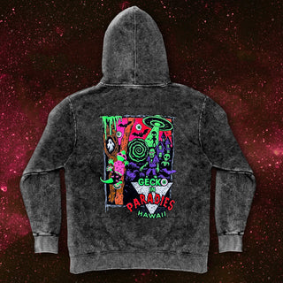 Gecko In Para-Dies - Limited Edition Halloween Stone Acid Wash Hoodie
