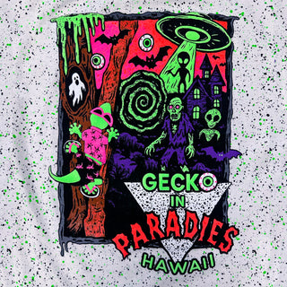 Gecko Para-Dies Glow In The Dark Splatter Halloween Tee