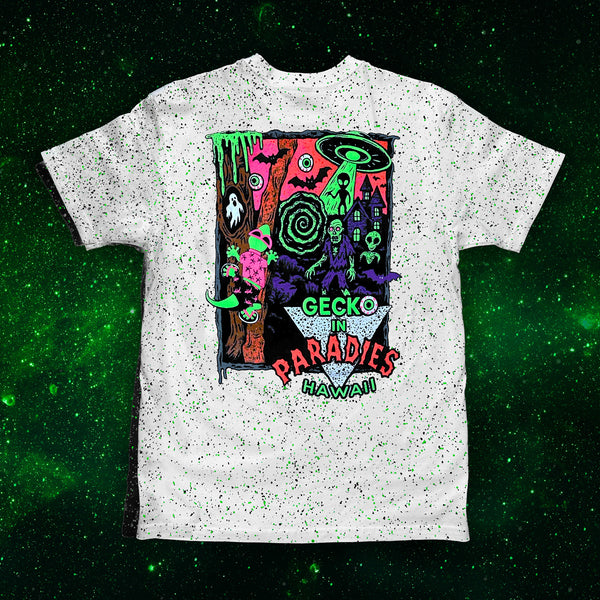 Secret Gecko Para-Dies Glow In The Dark Splatter Halloween Tee