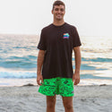 Iconic Gecko Wall Neon Green Volley Shorts