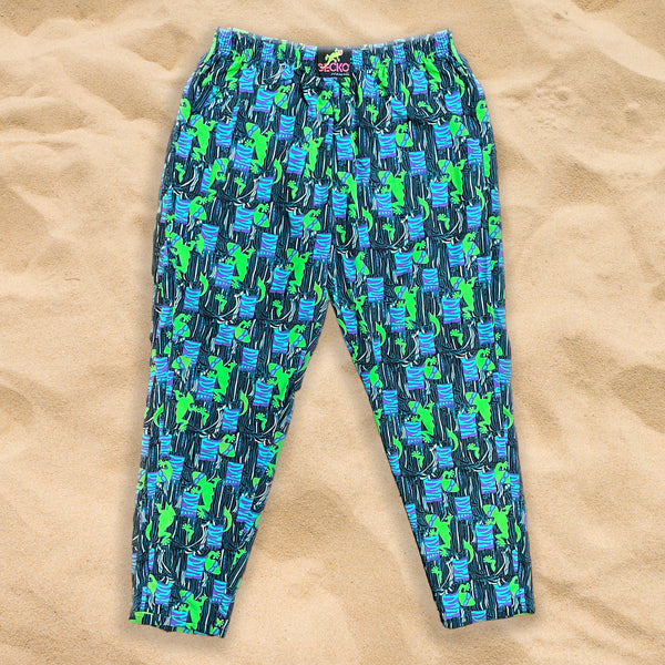 1988 ORIGINAL Cotton Jungle Beach Pants - Jade/Purple