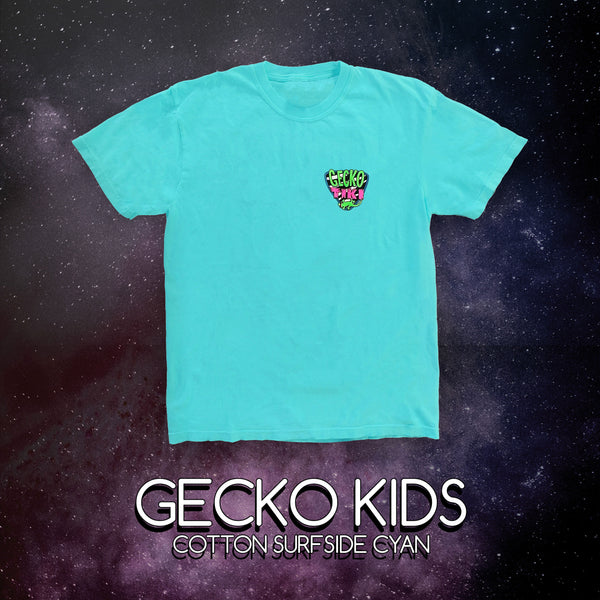 KIDS Space Tiki | Gecko X Nazar | Surfside Cyan Cotton Tee