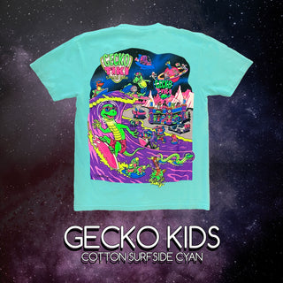 KIDS Space Tiki | Gecko X Nazar | Surfside Cyan Cotton Tee