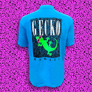 Gecko Marble - 1980s Neon Blue Razz (SINGLE STITCH NECK TEE)