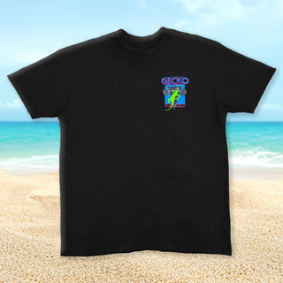 Gecko Muscle Beach Black Cotton Tee