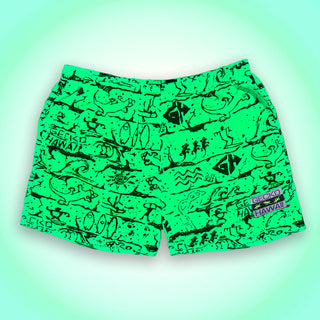 Iconic Gecko Wall Neon Green Volley Shorts