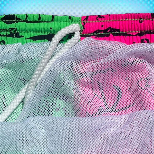 Gecko Wall - Neon Pink/Green Split Volley Shorts