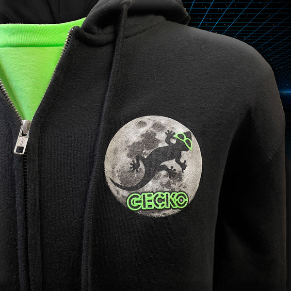 Gecko Super Moon - Zip Hoodie Black/Glow