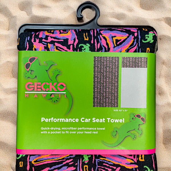Gecko Beach Towel & Car Seat Cover Combo - Pink/Black Multi