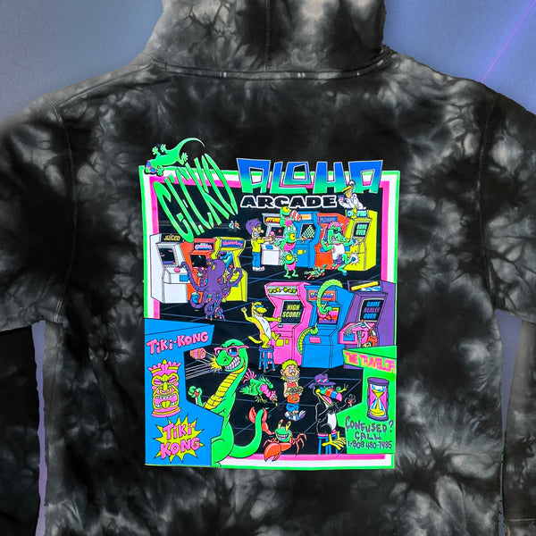Aloha Arcade Black Tie-Dye Hoodie