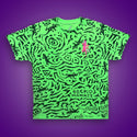 Gecko Swirl All Over Neon Green Tee