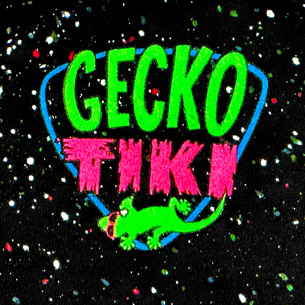 Gecko Tiki Space Bar | Gecko X Nazar  | Glow In The Dark Black Splatter Hoodie