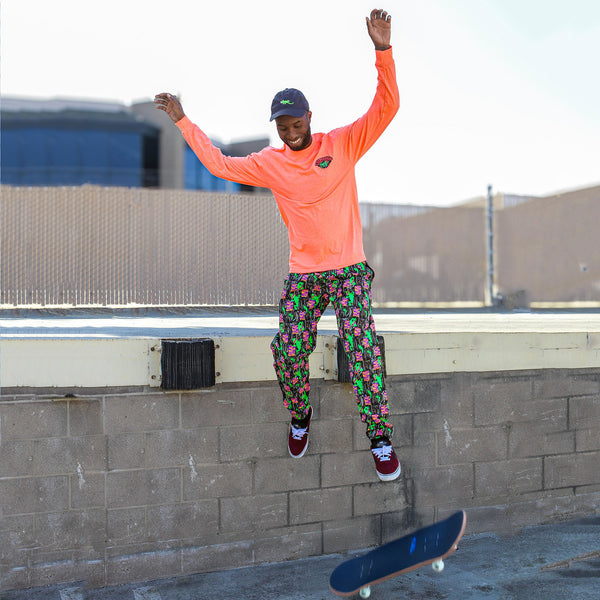 1988 ORIGINAL Cotton Jungle Beach Pants - Black/Orange