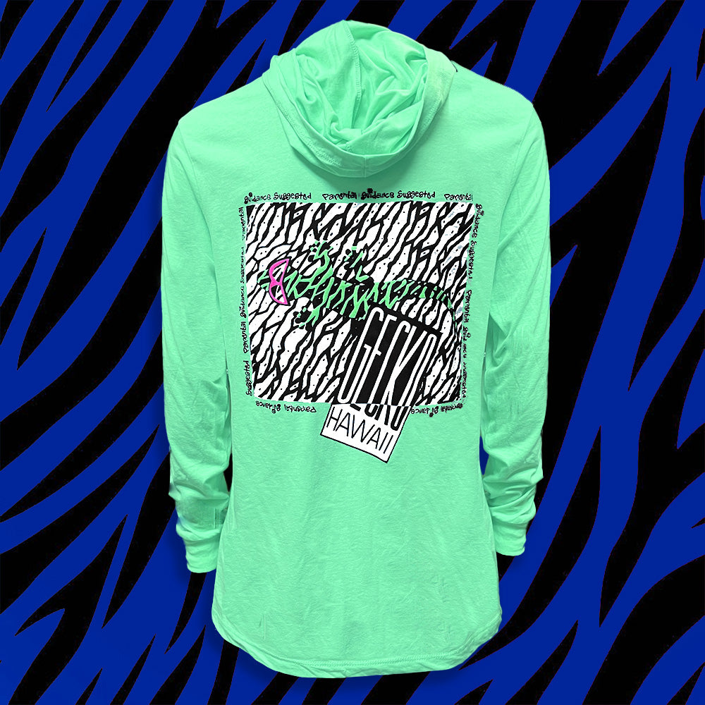 1990 Gecko PG - Neon Green HoodTEE | Gecko Hawaii